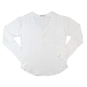 LuLaRoe White Long Sleeve Vicki V-Neck Top